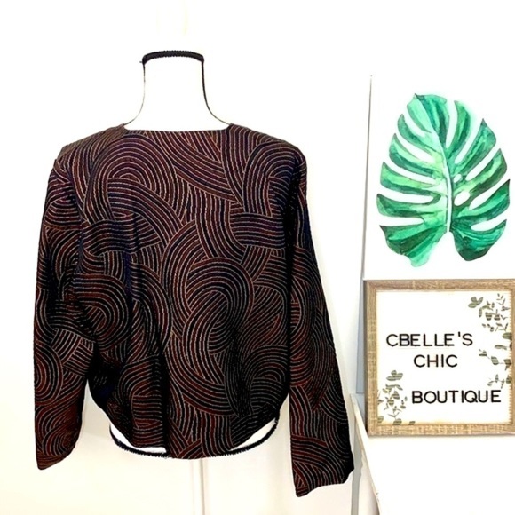 Vintage Cache Metallic Cropped Formal Jacket Sz L - Picture 6 of 10